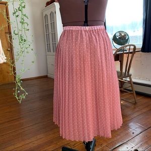 Cute Heart Patterned Polka Dot Pleated Midi Skirt